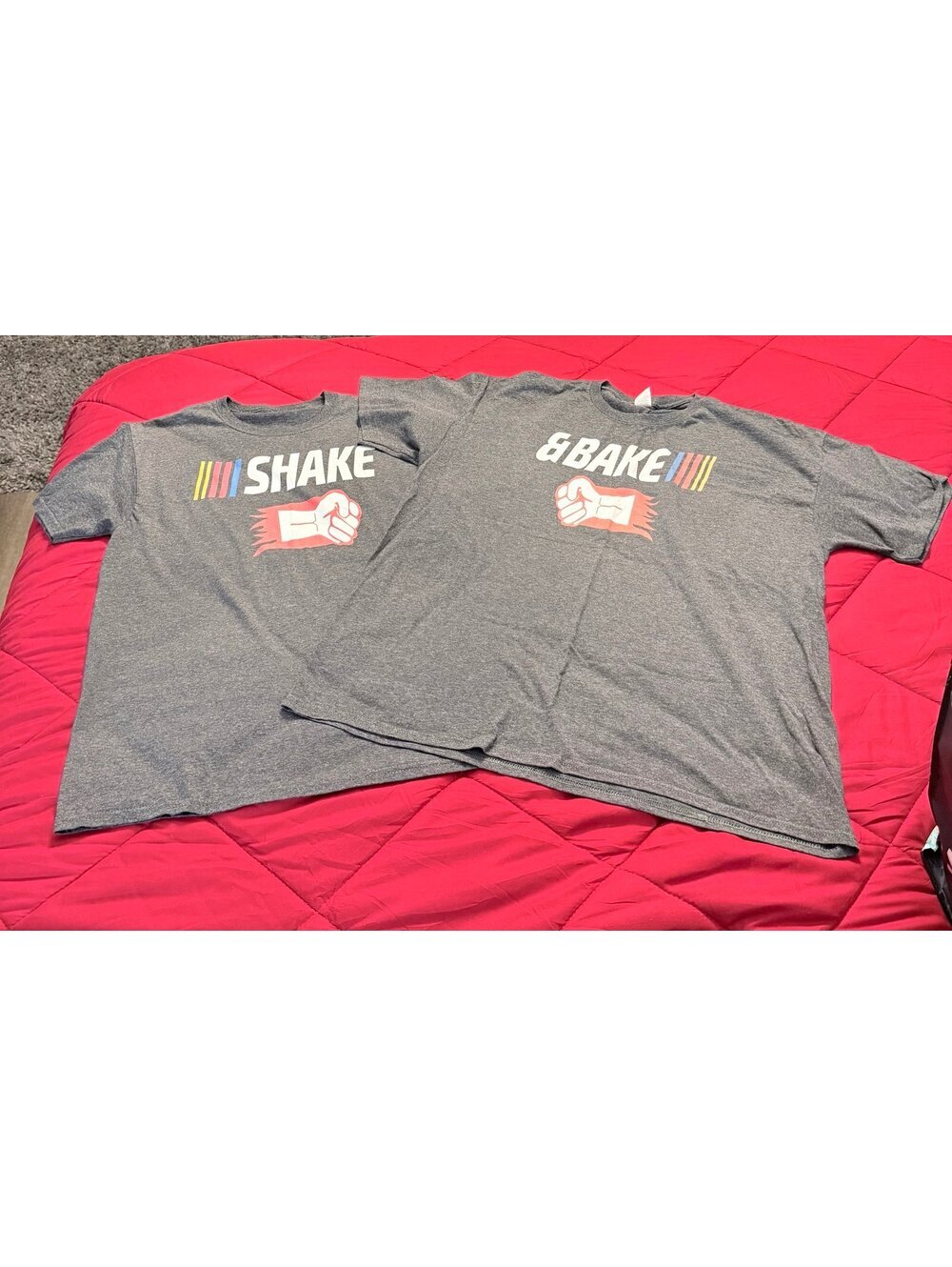 Matching Shake & Bake Couples T-Shirts Talladega Nights Gray Graphic Tee Set